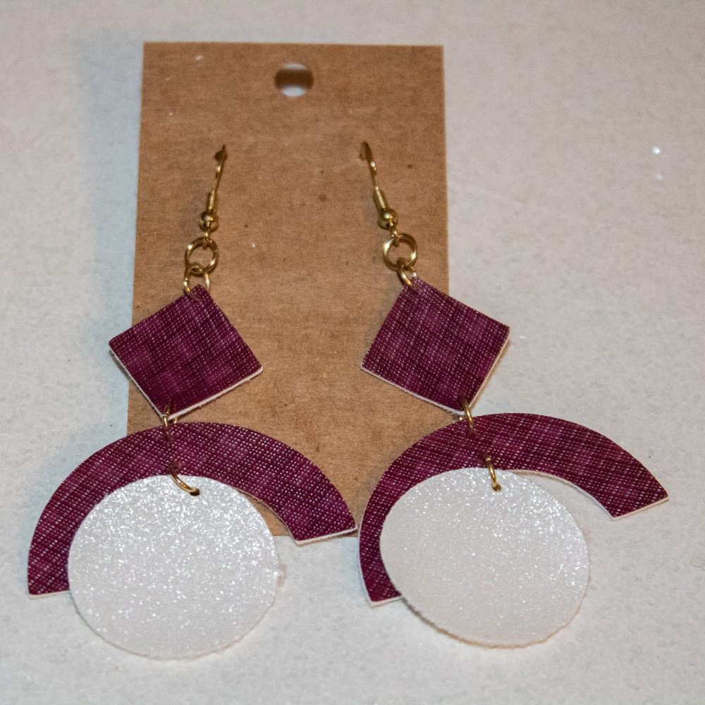 Drop faux leather earrings